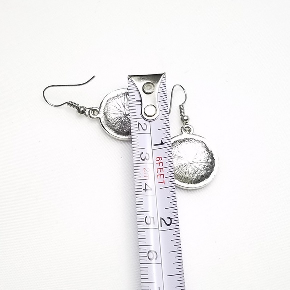 Modern Simple Silver Tone Circle Dangle Earrings - Picture 3 of 3